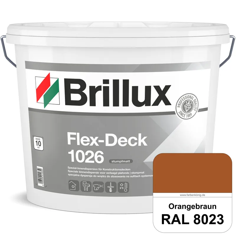 Kostenfreie Lieferung Flex-Deck ELF 1026 (RAL 8023 Orangebraun) Hochwertige Innendispersion für Decken mit Installationen