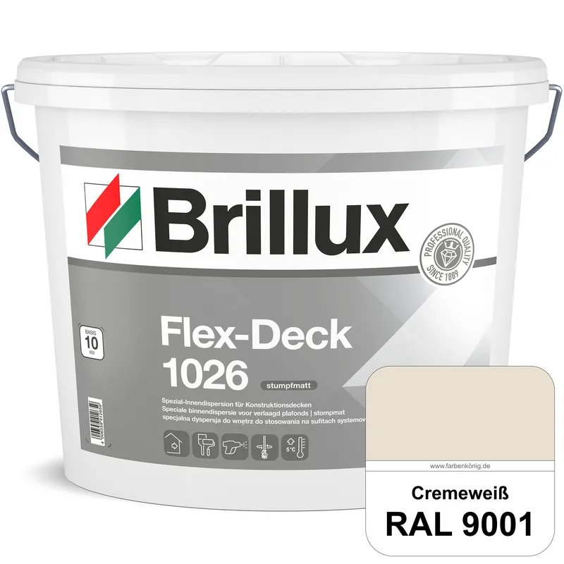 Flex-Deck ELF 1026 (RAL 9001 Cremeweiß) Hochwertige Innendispersion für Decken mit Installationen & Kostenloser Versand