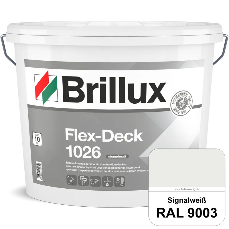 Finale Aktion Flex-Deck ELF 1026 (RAL 9003 Signalweiß) Hochwertige Innendispersion für Decken mit Installationen &