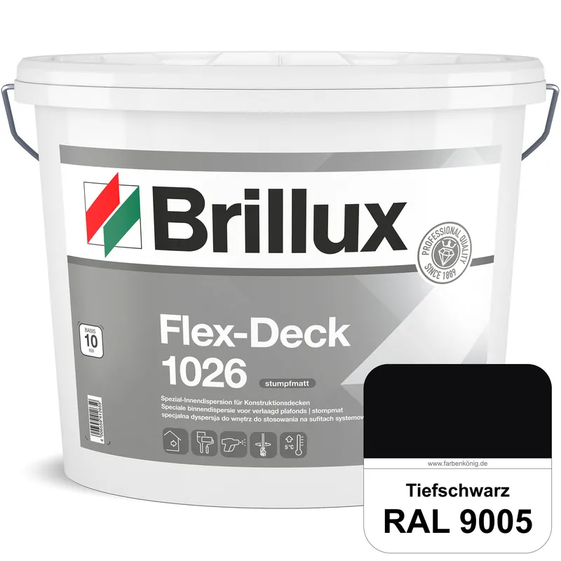 Echt Flex-Deck ELF 1026 (RAL 9005 Tiefschwarz) Hochwertige Innendispersion für Decken mit Installationen