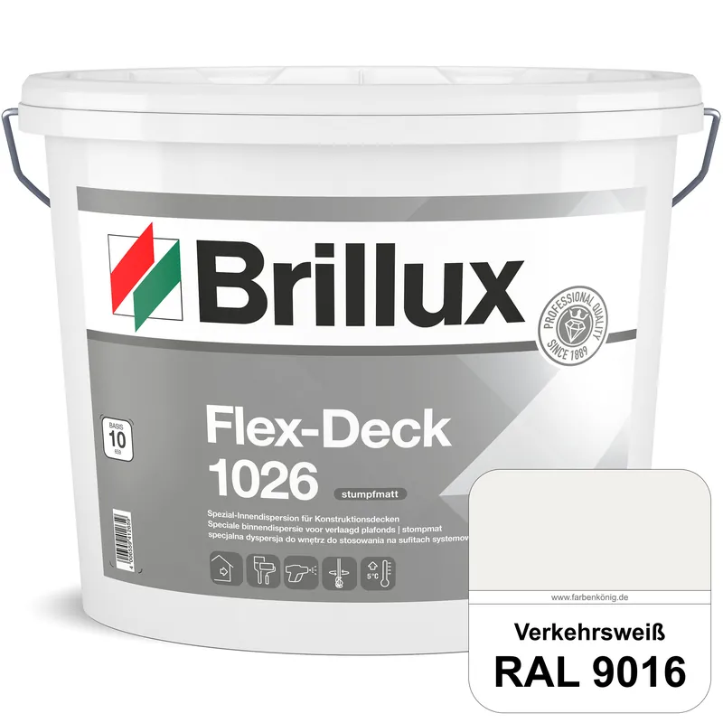 Flex-Deck ELF 1026 (RAL 9016 Verkehrsweiß) Hochwertige Innendispersion für Decken mit Installationen Preisknaller