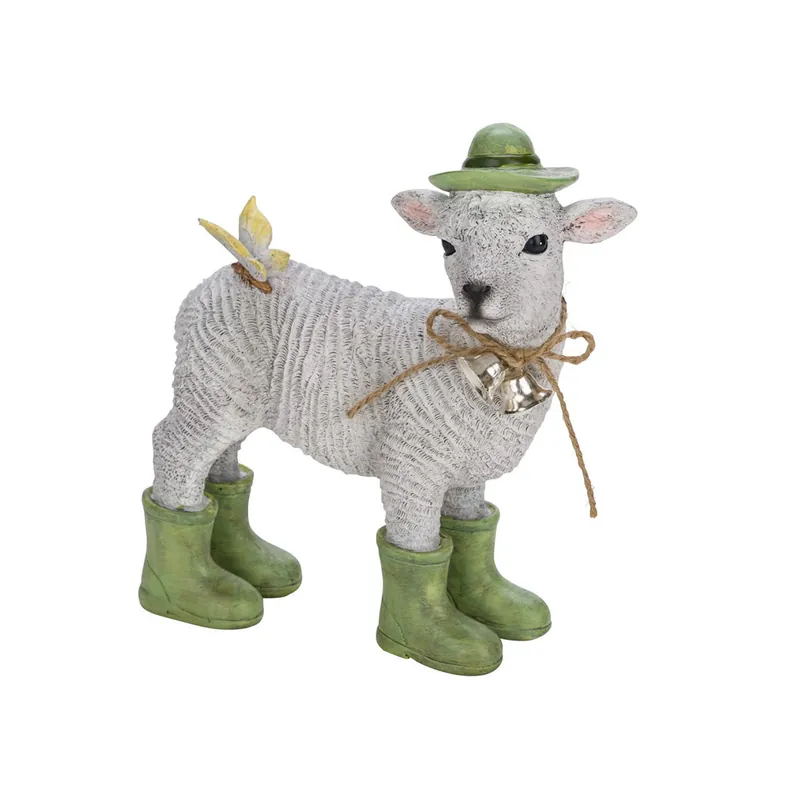 Deko-Schaf mit Glöckchen 21,5 x 19 x 7,5 weiß-grün Jetzt Kaufen