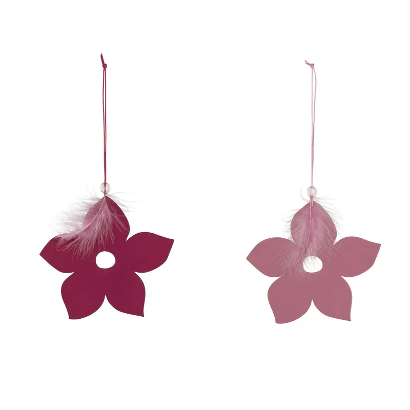 Kostenloser Versand Holzhänger Blume 13 x 22 cm rosa-pink